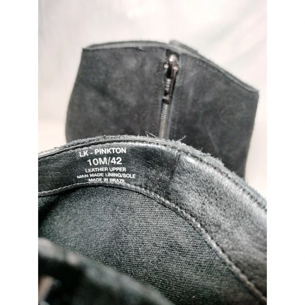 Lucky Brand Pinkton Black Suede Ankle Boots w/Block Heel & Side Zip‎